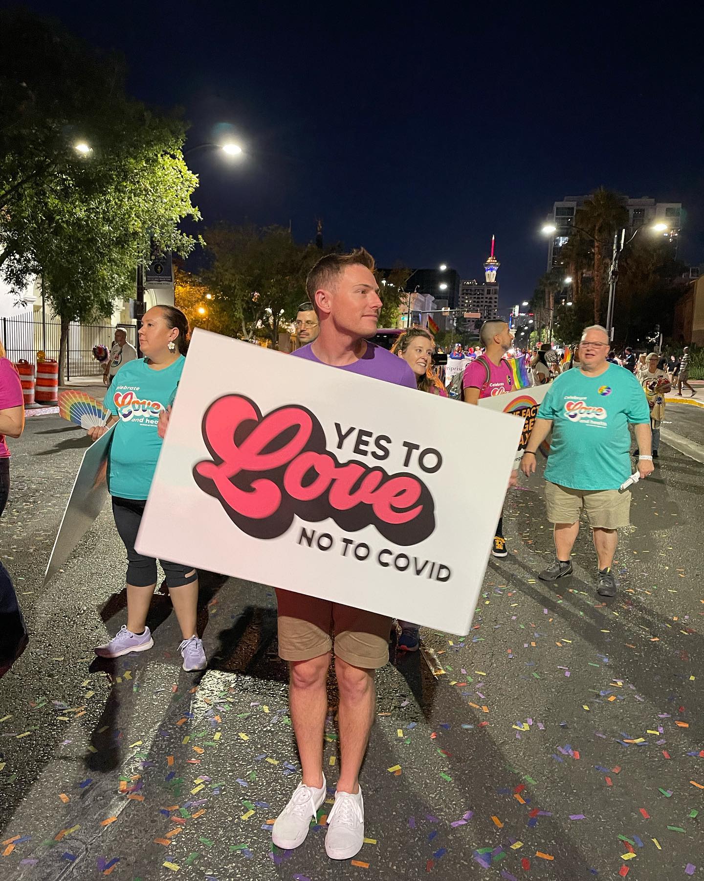 People walking in parade